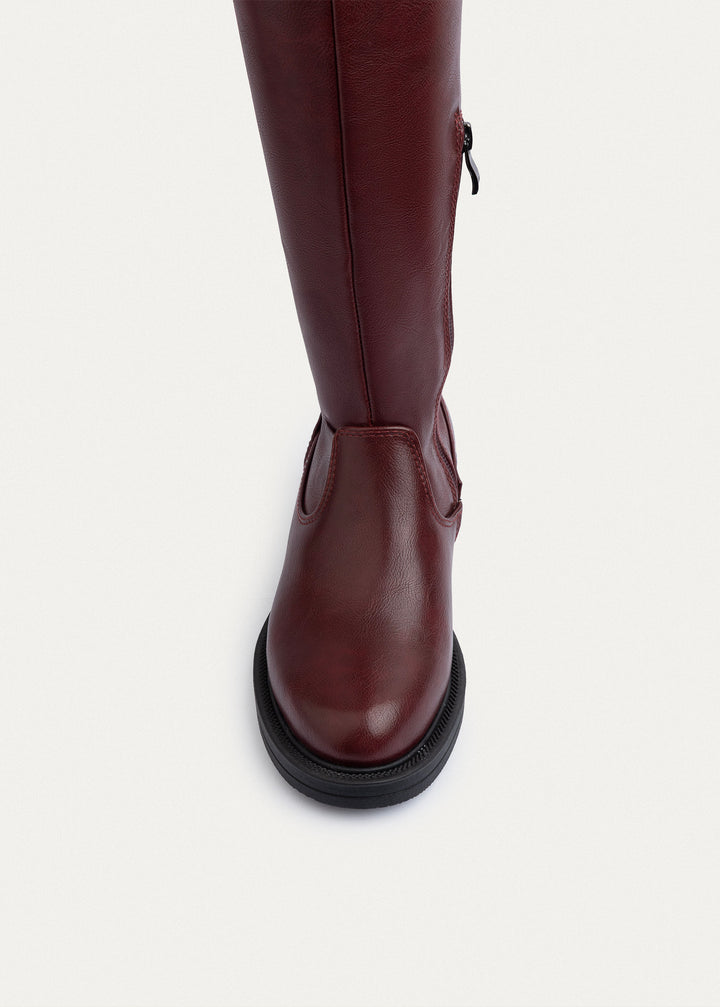Stella Studded High Boots | Burgundy