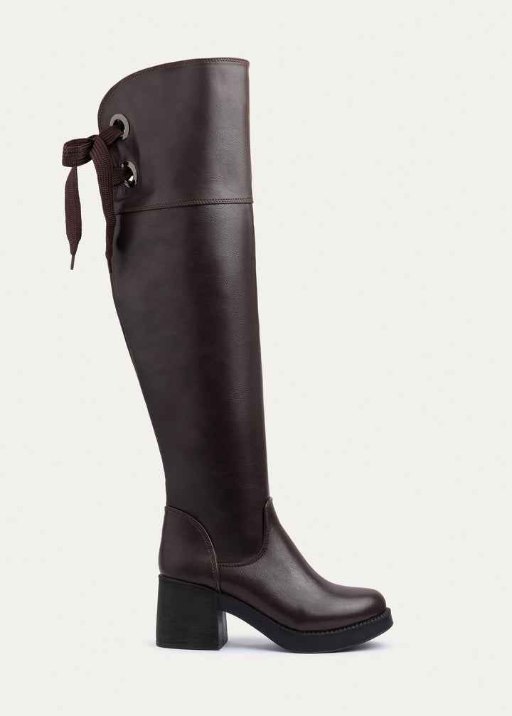 Vienna Back-Tie High Boots | Brown