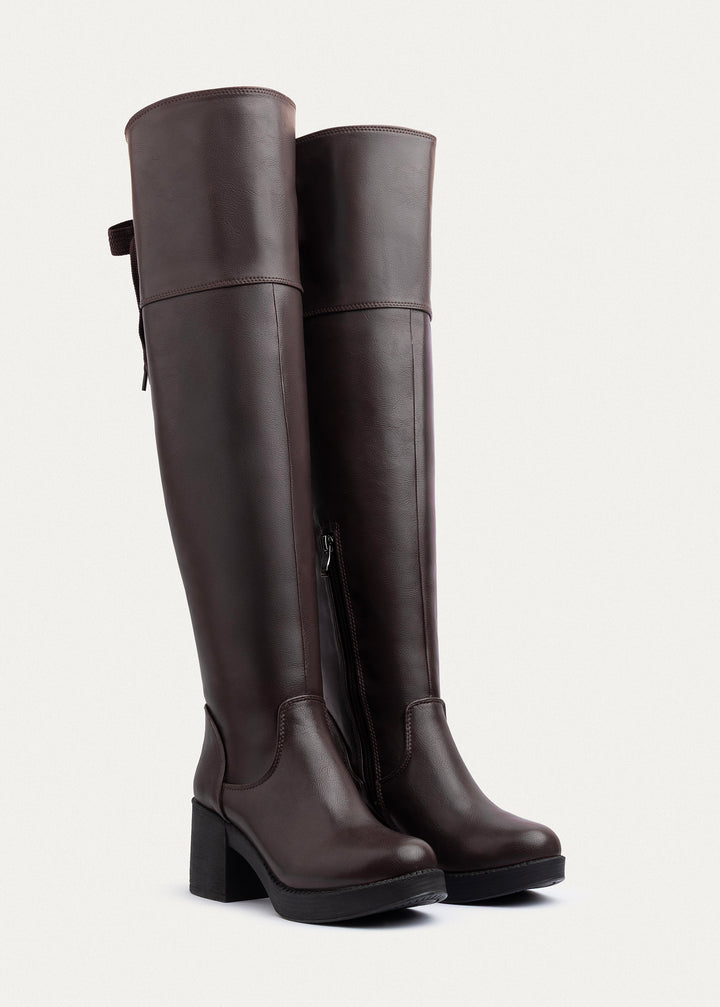 Vienna Back-Tie High Boots | Brown