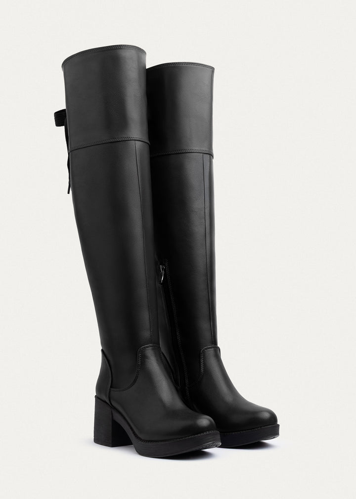 Achilles | Vienna Back-Tie High Boots | Black