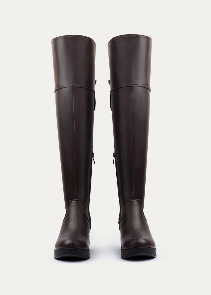 Vienna Back-Tie High Boots | Brown