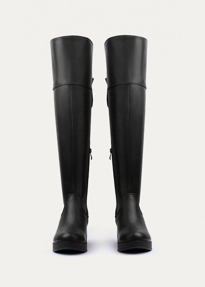 Vienna Back-Tie High Boots | Black