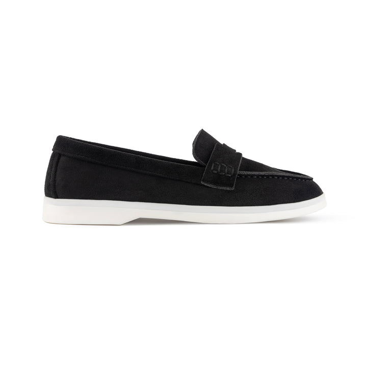 Women Suede Pointy Loafer - Black