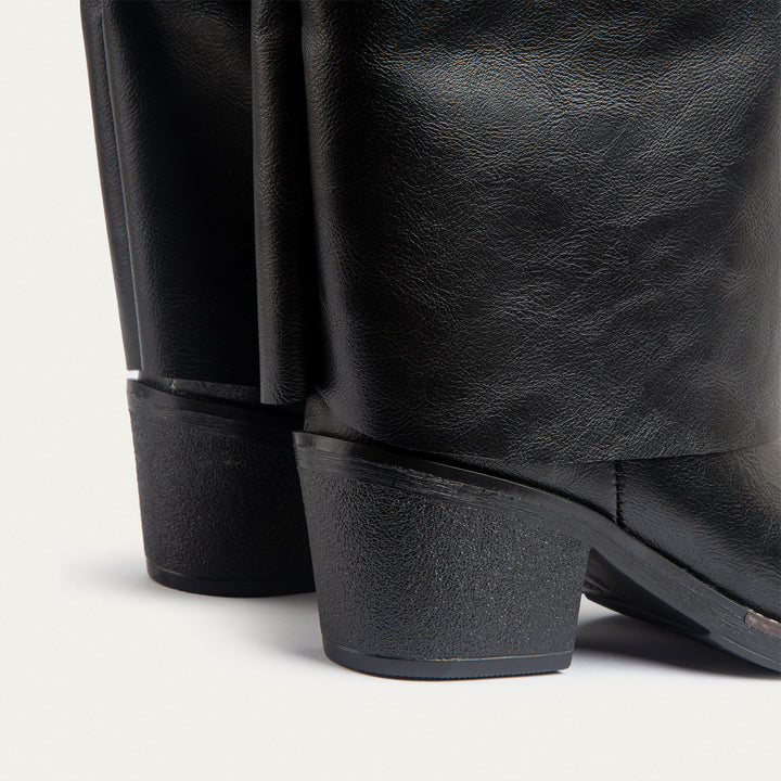 Fold-over knee boots - Black