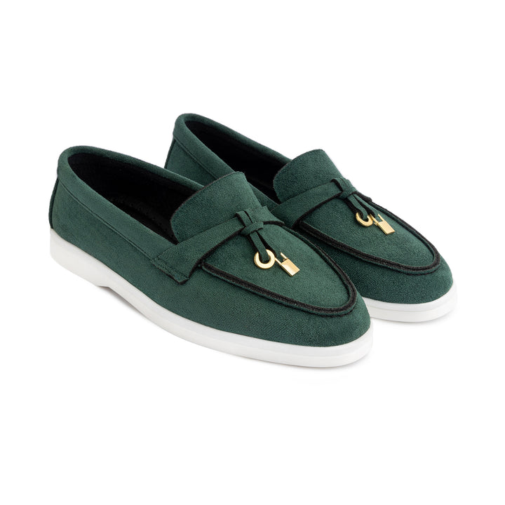 Women Suede Tassel Loafer - Olive