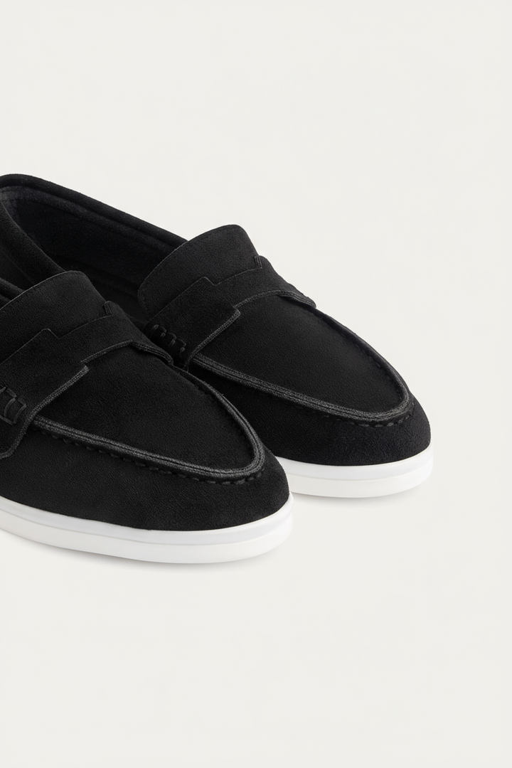 Women Suede Pointy Loafer | Black