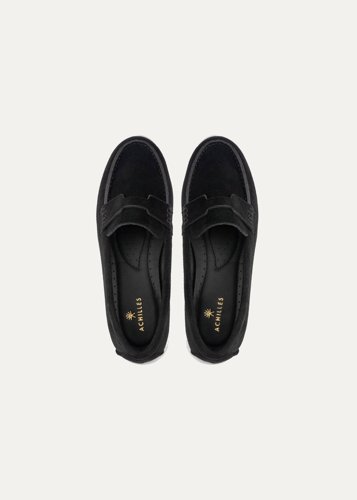 Women Suede Pointy Loafer | Black