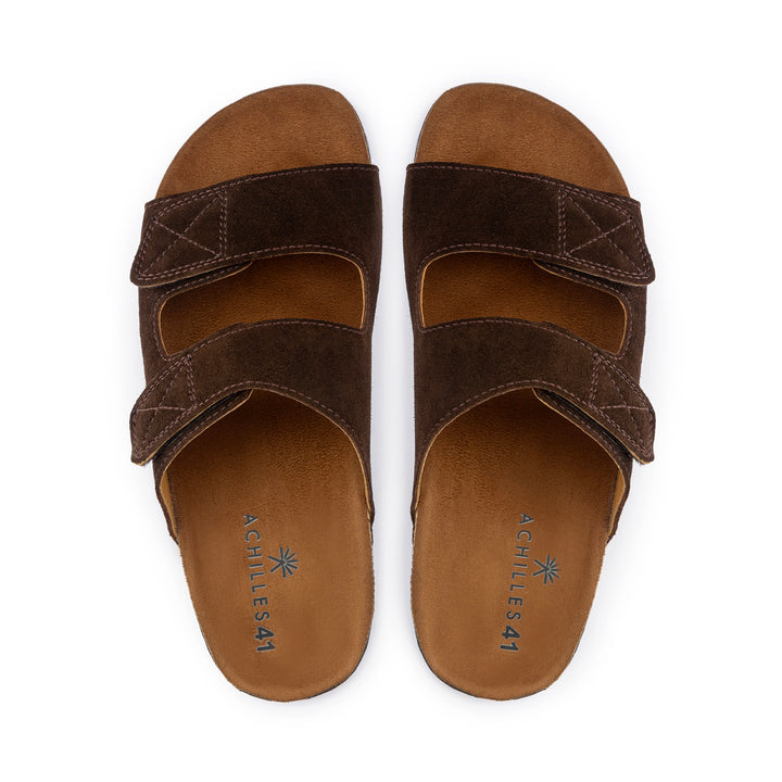 Double Hook & Loop Men Slides | Brown