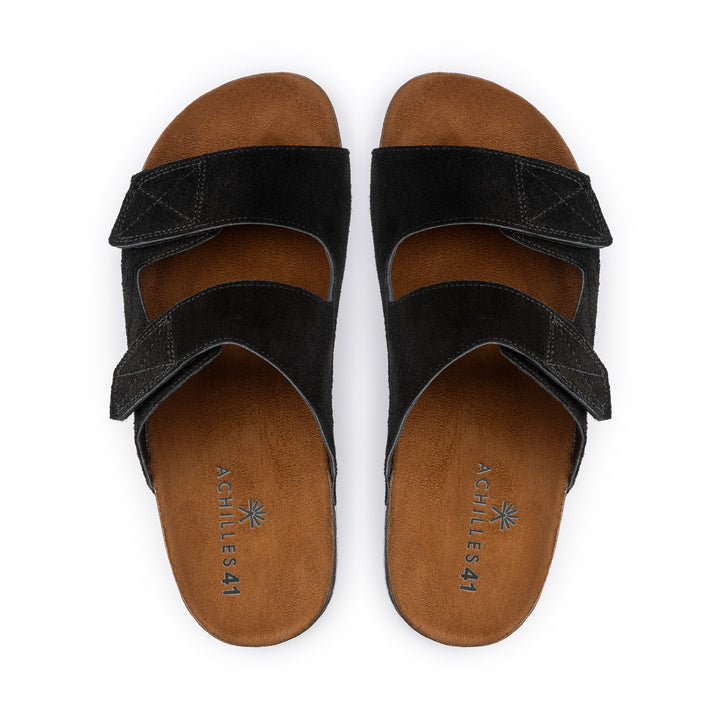 Double Hook & Loop Men Slides | Black