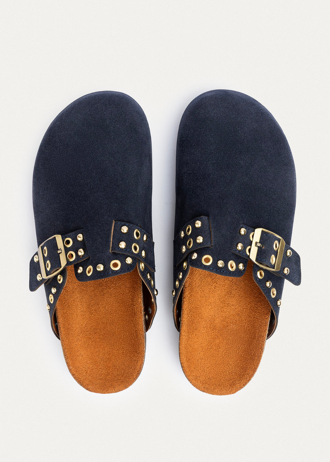 Achilles | Studded Buckle Clogs | NavyBlue