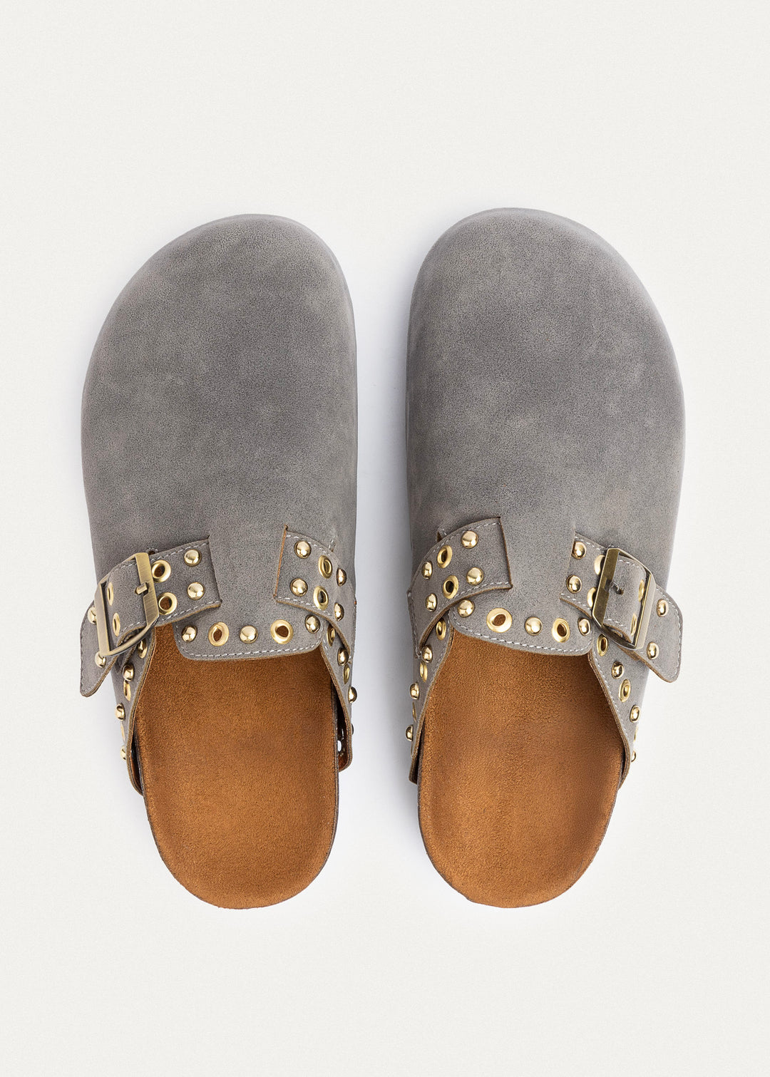 Achilles | Studded Buckle Clogs | Gray