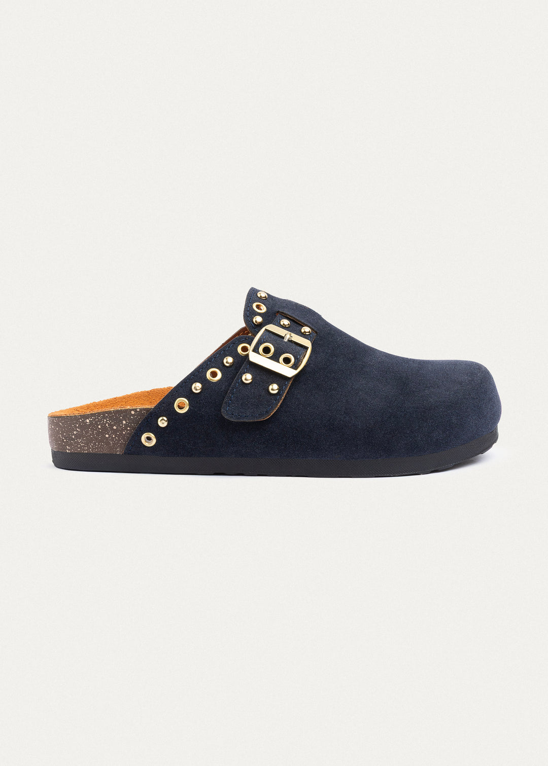 Achilles | Studded Buckle Clogs | NavyBlue