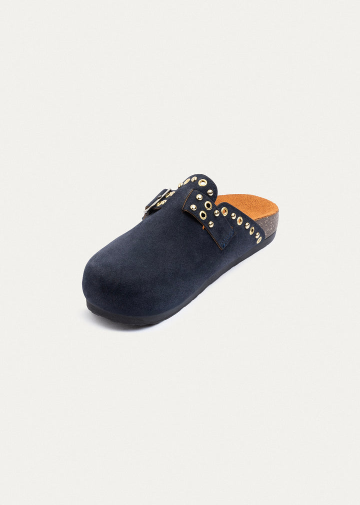 Achilles | Studded Buckle Clogs | NavyBlue
