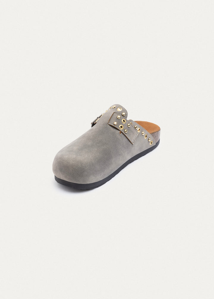Achilles | Studded Buckle Clogs | Gray