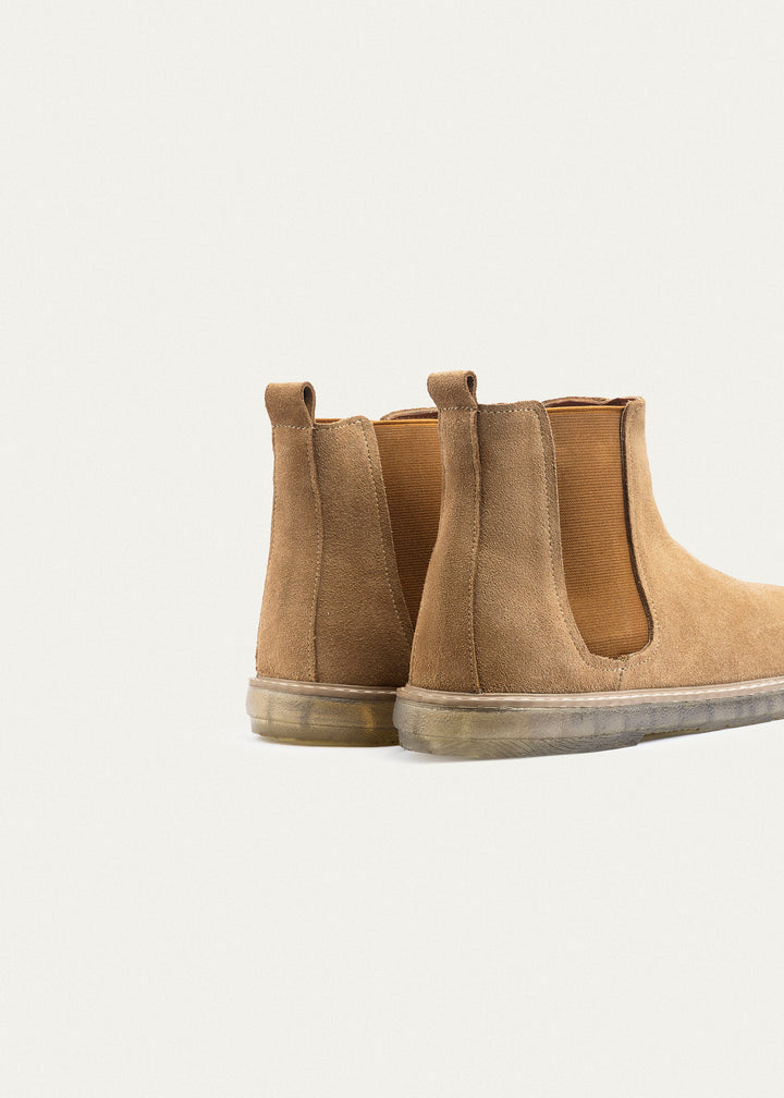 Plain Suede Chelsea Half Boot | Cafe