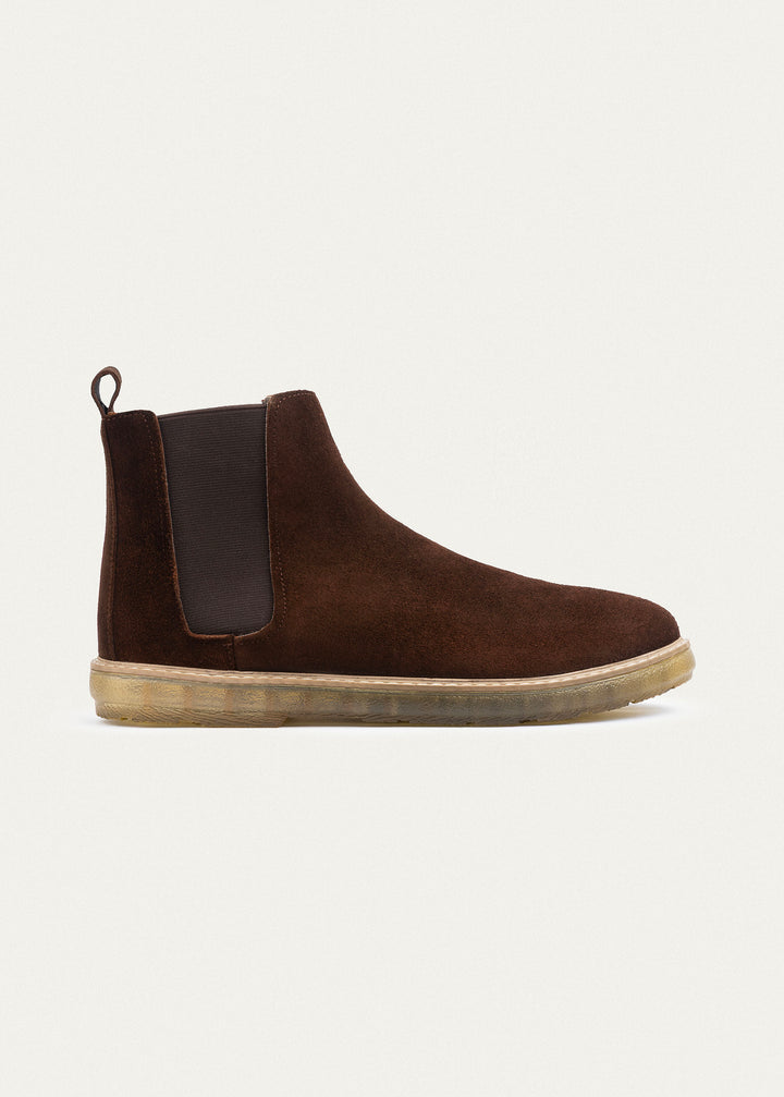 Plain Suede Chelsea Half Boot | Brown