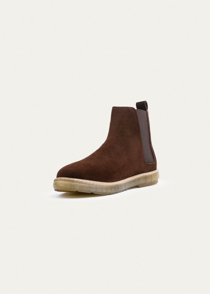 Plain Suede Chelsea Half Boot | Brown
