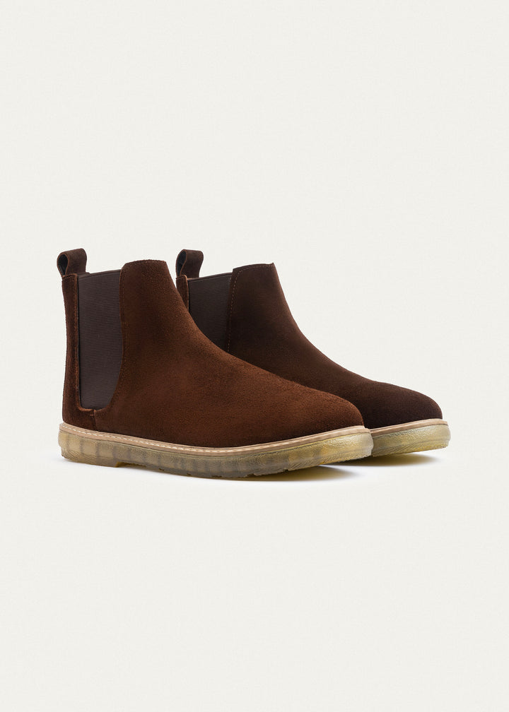 Plain Suede Chelsea Half Boot | Brown