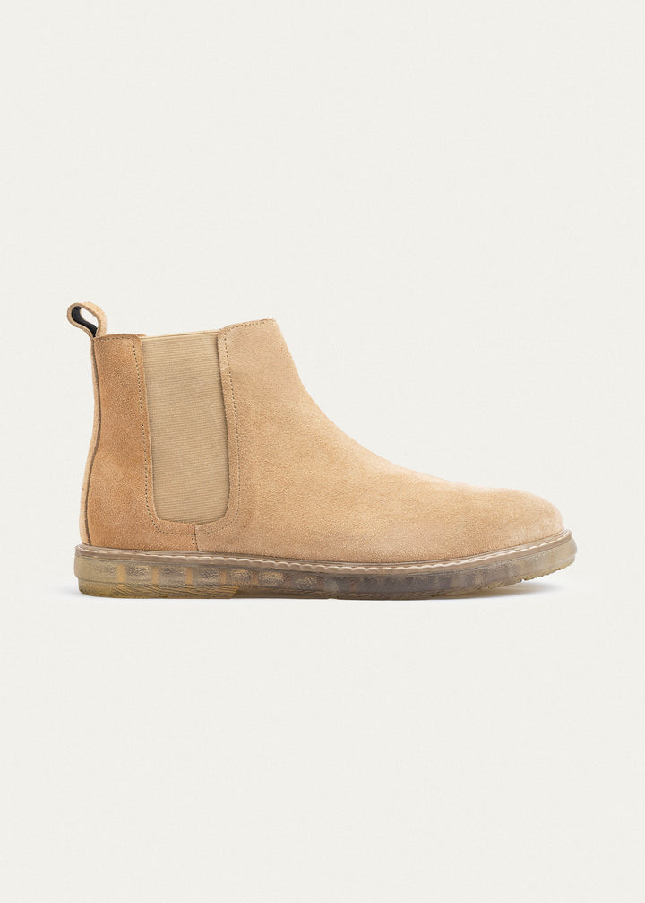 Plain Suede Chelsea Half Boot | Beige