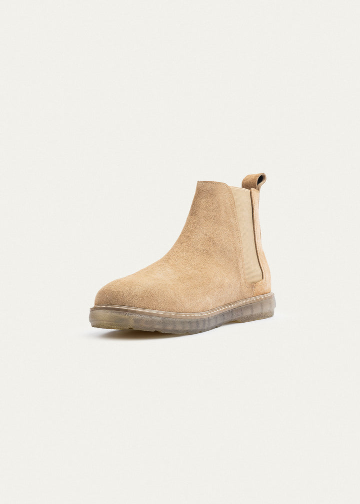 Plain Suede Chelsea Half Boot | Beige
