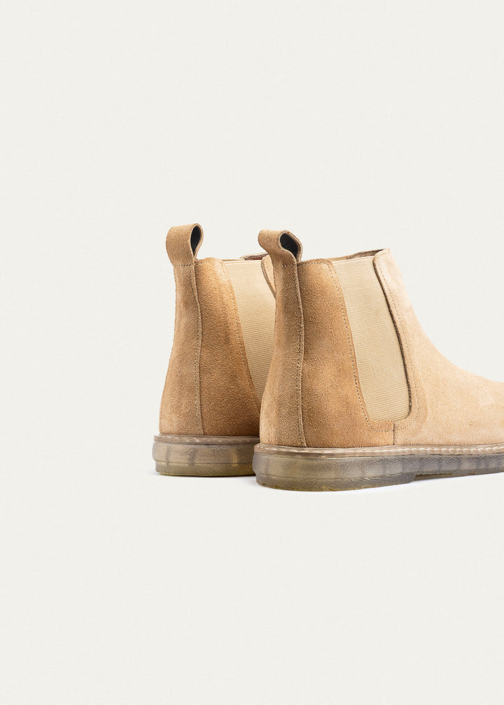 Plain Suede Chelsea Half Boot | Beige