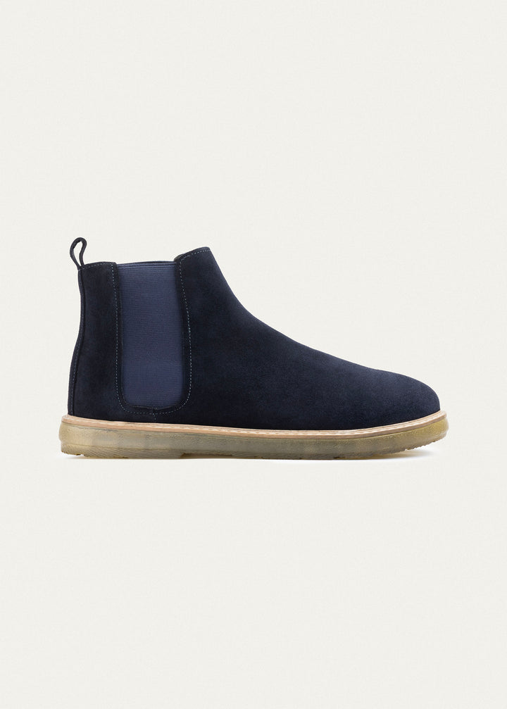 Plain Suede Chelsea Half Boot | Dark Blue