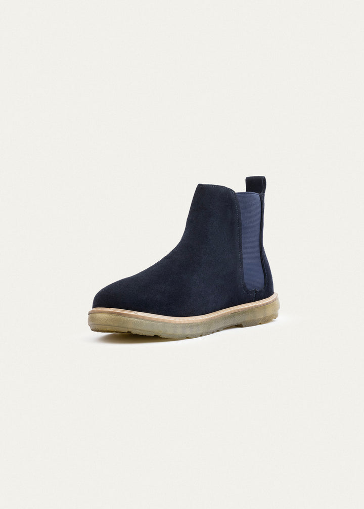 Plain Suede Chelsea Half Boot | Dark Blue