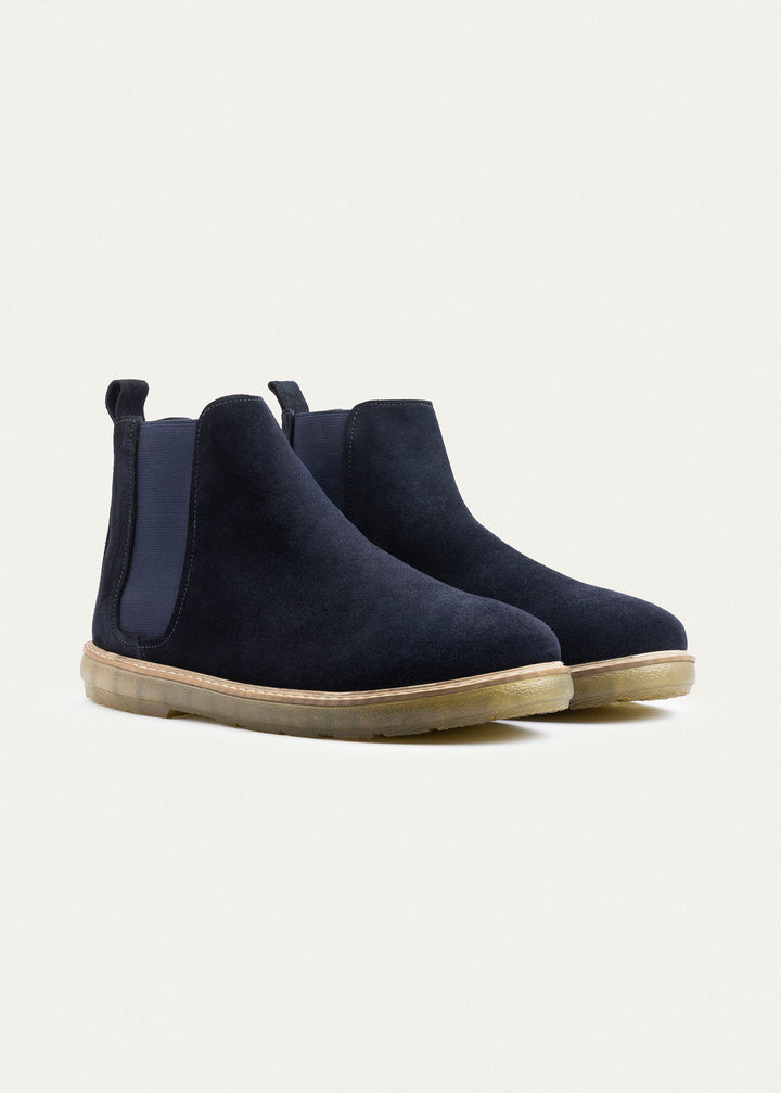 Plain Suede Chelsea Half Boot | Dark Blue