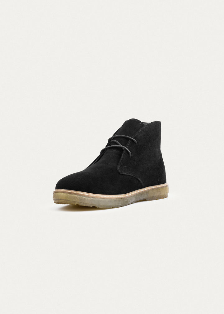 Split Suede Desert Boots Plain Toe For Men | Black