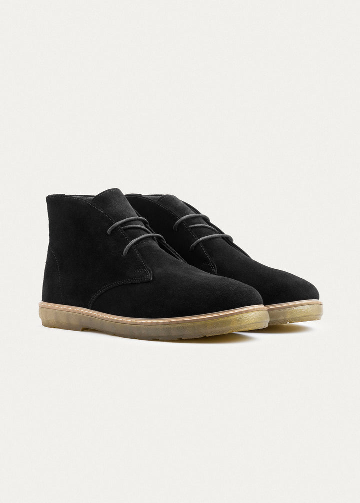 Split Suede Desert Boots Plain Toe For Men | Black