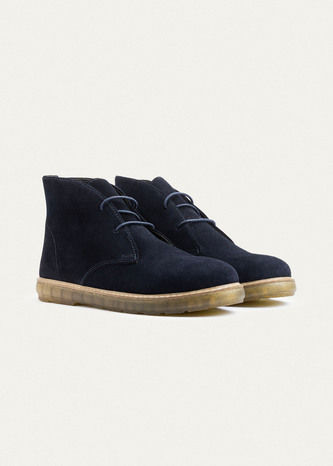 Split Suede Desert Boots Plain Toe For Men | Navy Blue