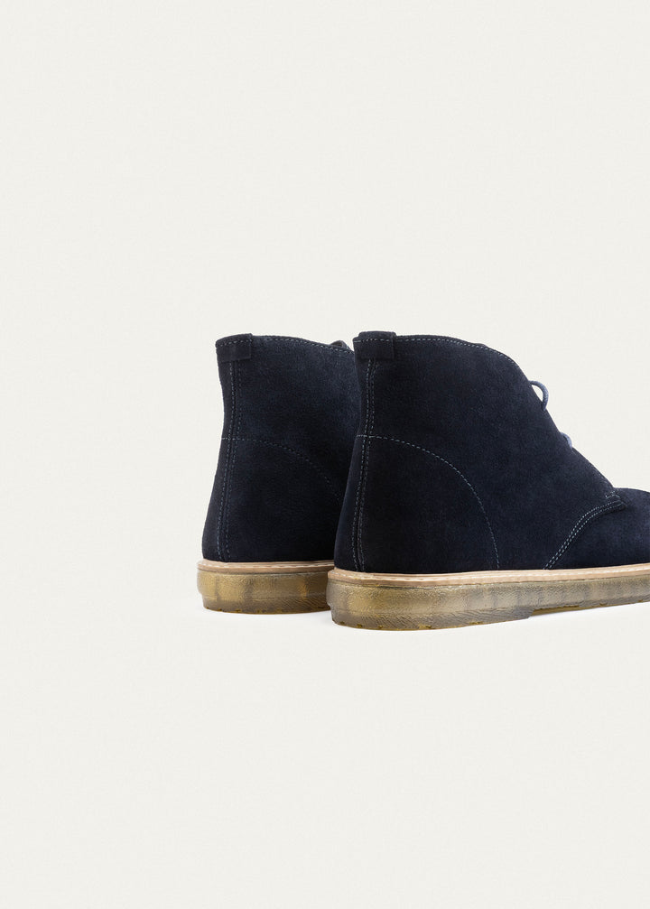 Split Suede Desert Boots Plain Toe For Men | Navy Blue