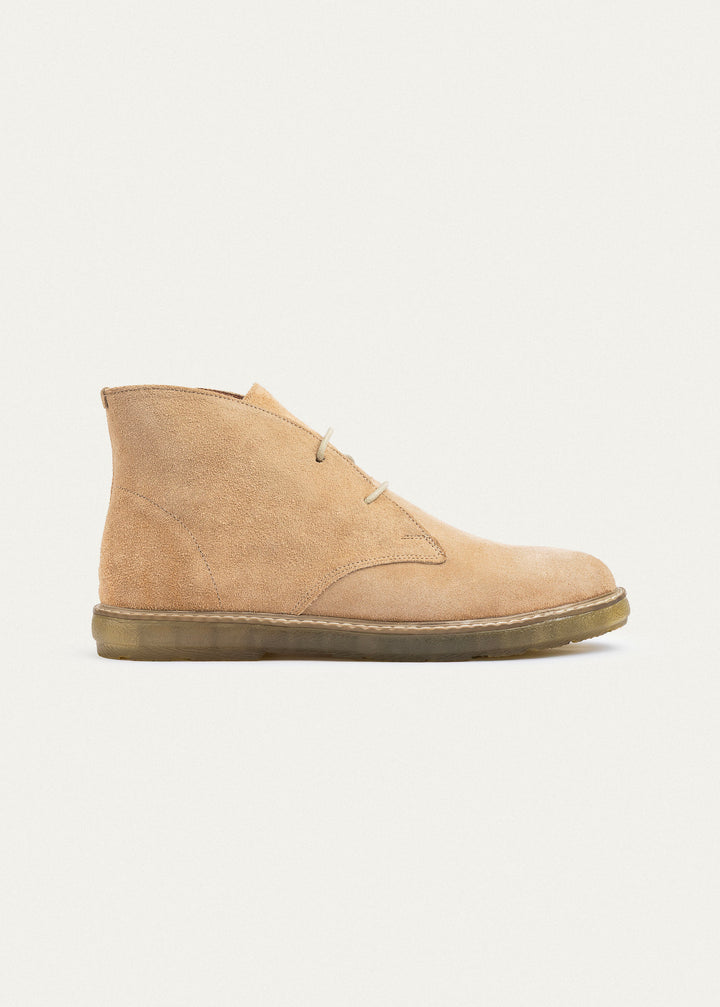 Split Suede Desert Boots Plain Toe For Men | Beige