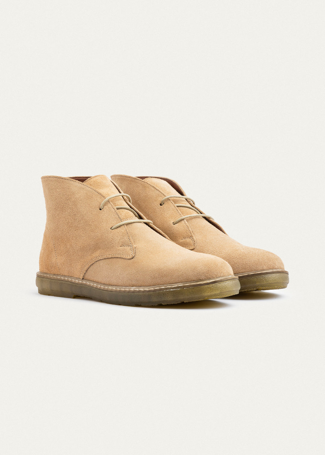 Split Suede Desert Boots Plain Toe For Men | Beige