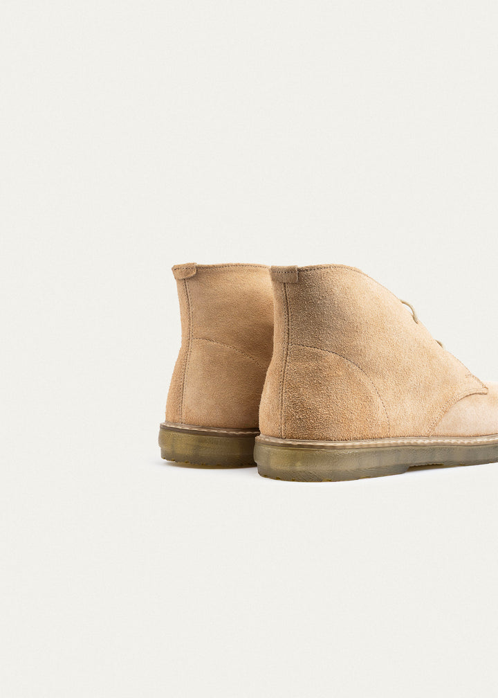 Split Suede Desert Boots Plain Toe For Men | Beige