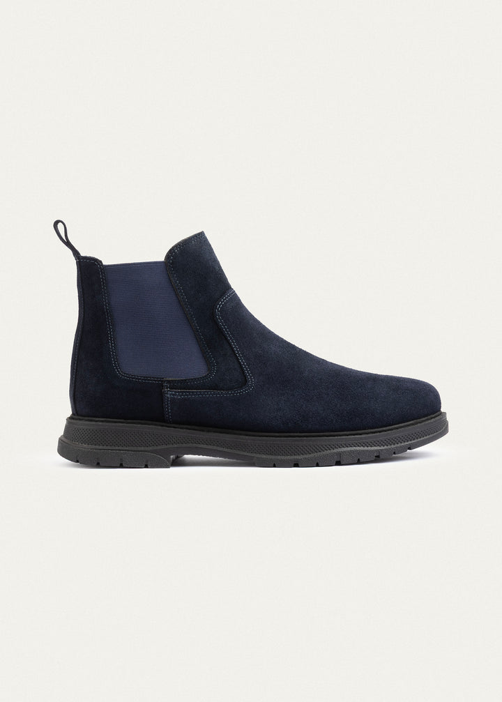 Plain Suede Genuine Leather Chelsea Boots | Dark Blue