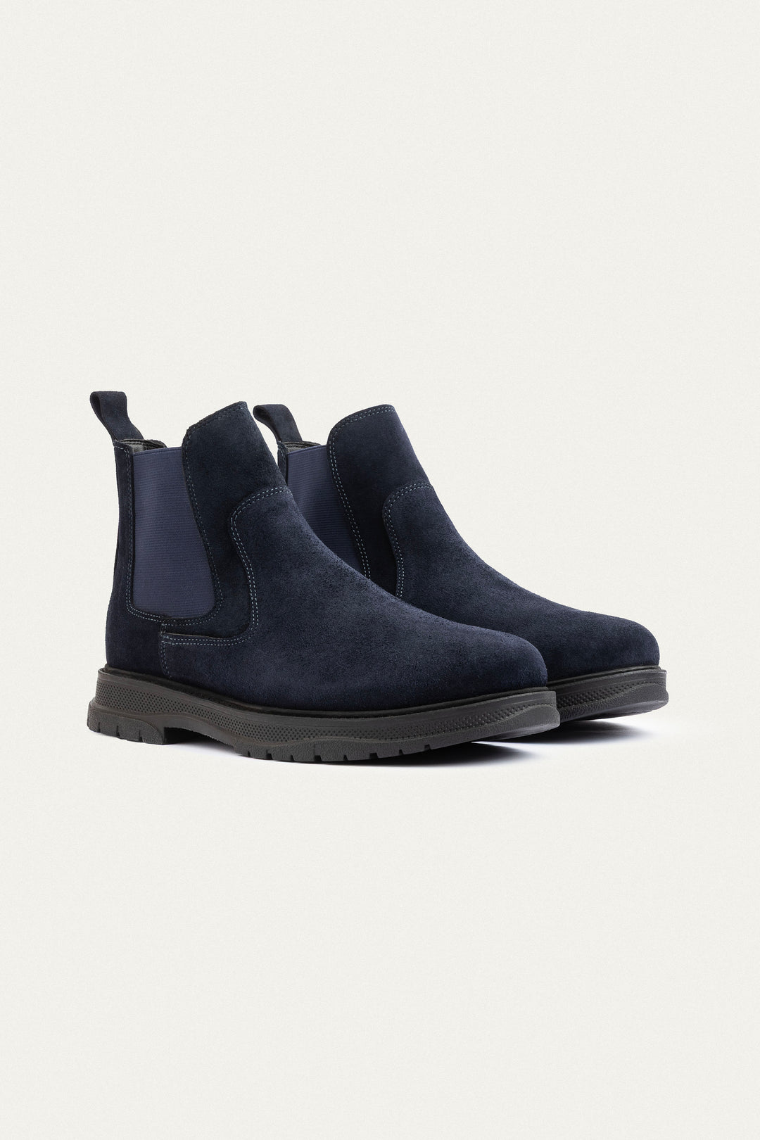Plain Suede Genuine Leather Chelsea Boots | Dark Blue