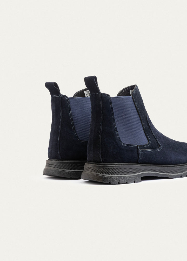 Plain Suede Genuine Leather Chelsea Boots | Dark Blue