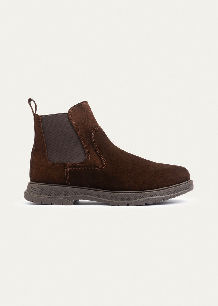 Plain Suede Genuine Leather Chelsea Boots | Brown