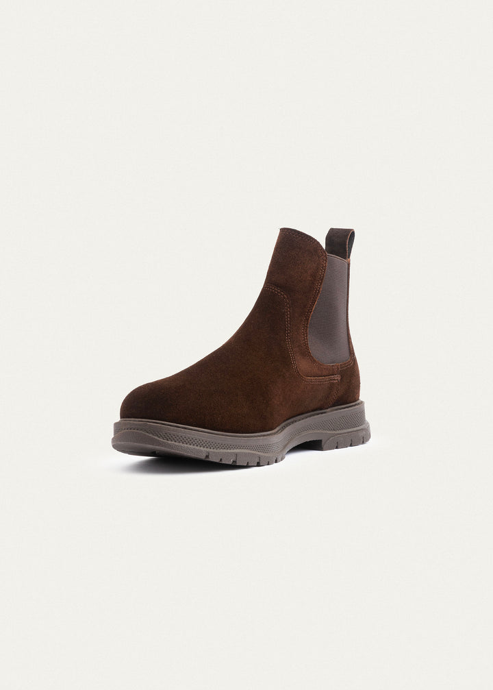 Plain Suede Genuine Leather Chelsea Boots | Brown