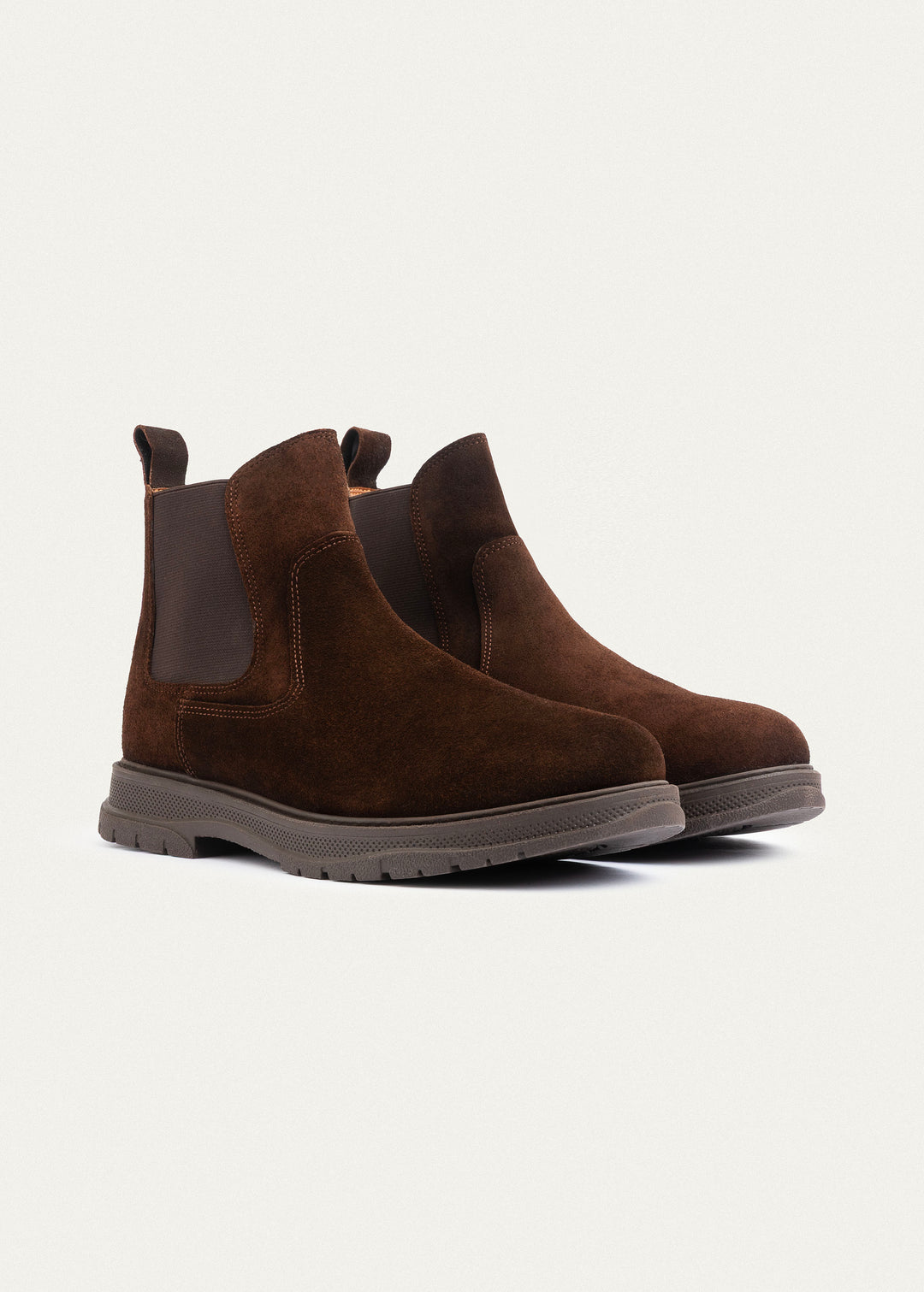 Plain Suede Genuine Leather Chelsea Boots | Brown