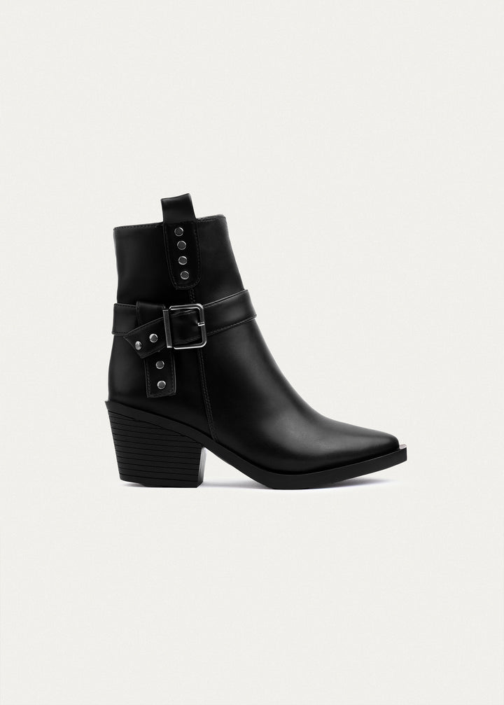 Achilles | Rebel Buckle Ankle Boots| Black