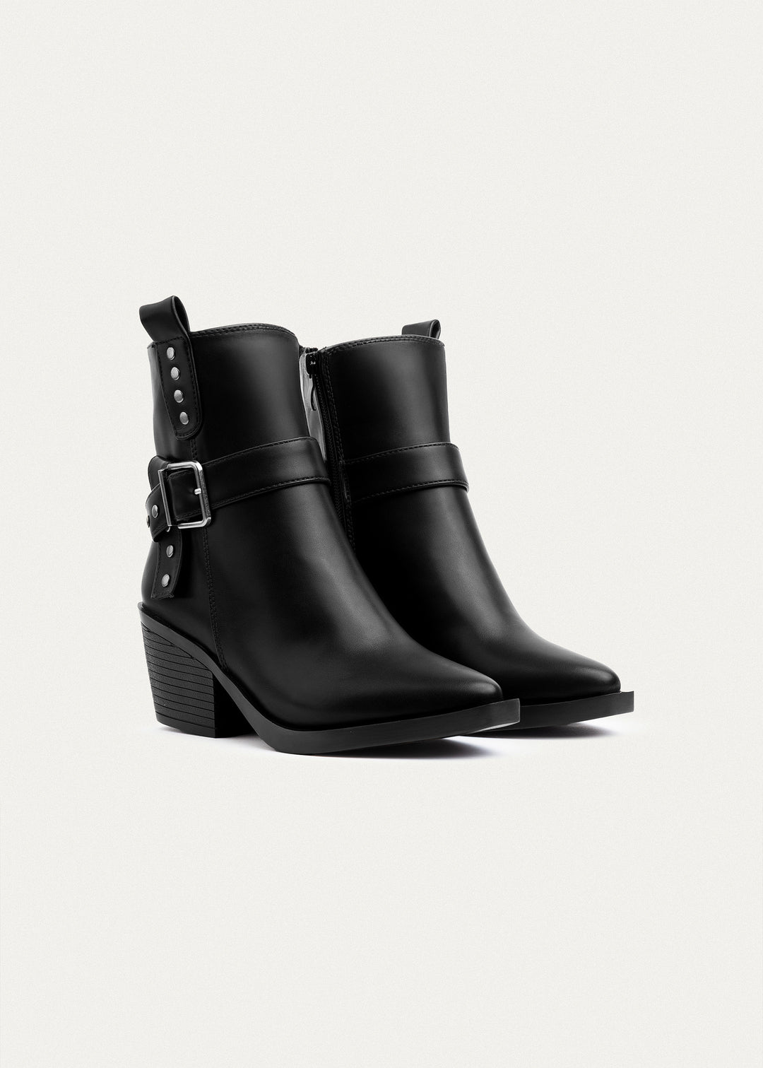 Achilles | Rebel Buckle Ankle Boots| Black