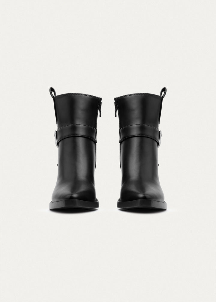 Achilles | Rebel Buckle Ankle Boots| Black