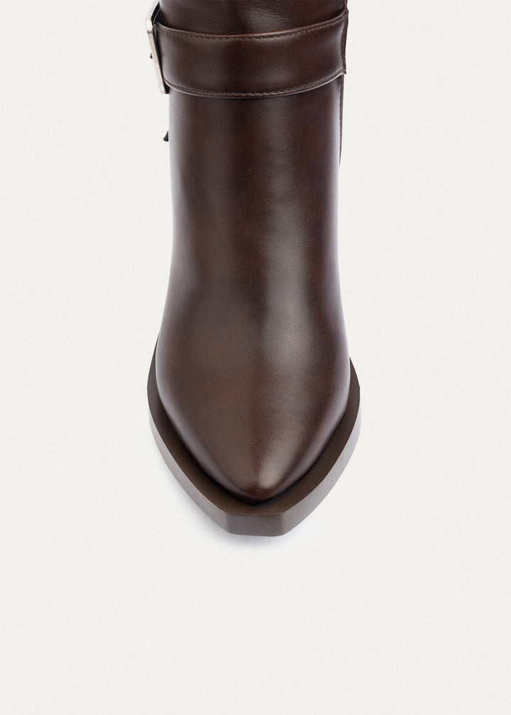 Achilles | Rebel Buckle Ankle Boots| Brown