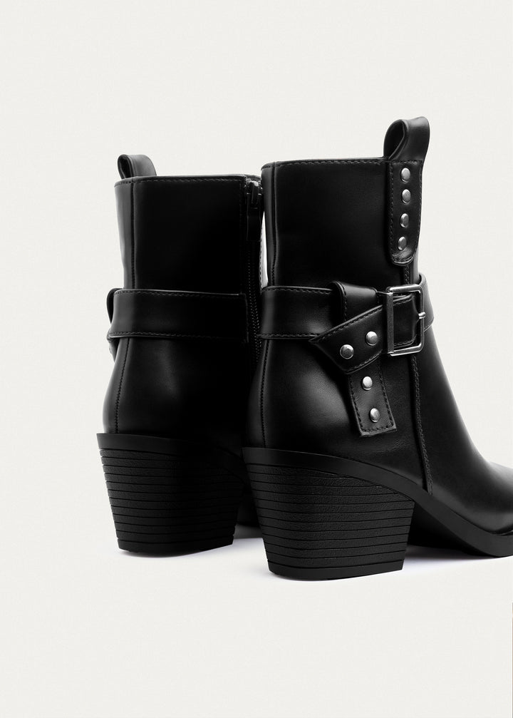 Achilles | Rebel Buckle Ankle Boots| Black