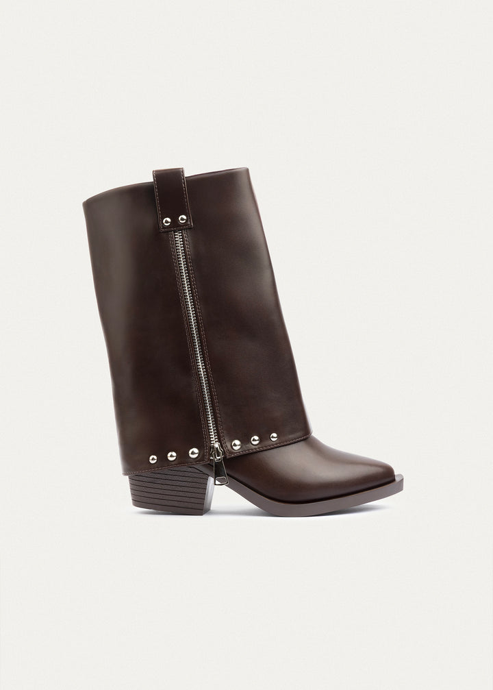 Riviera Studded Zip Boots | Brown