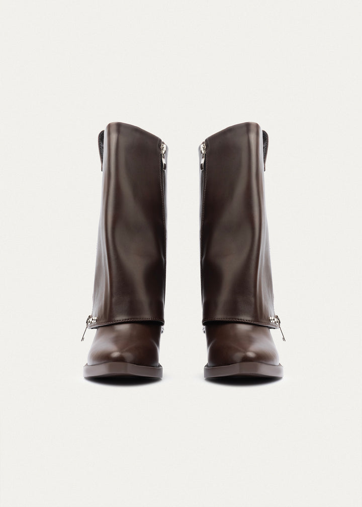 Riviera Studded Zip Boots | Brown