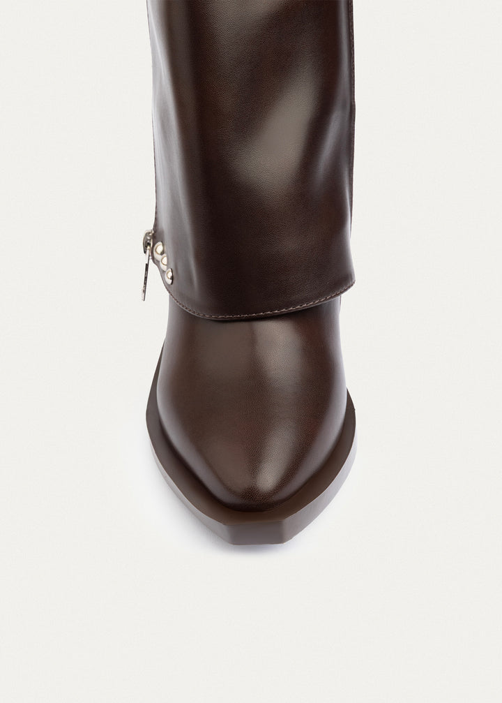 Riviera Studded Zip Boots | Brown