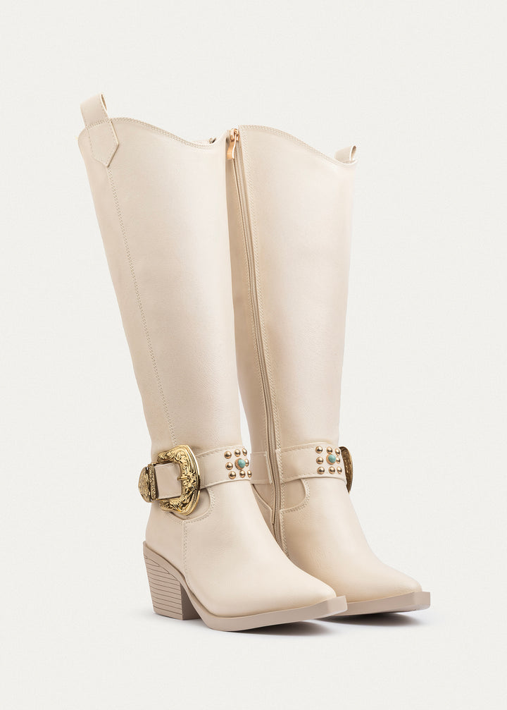 Montana Western High Boots | Beige